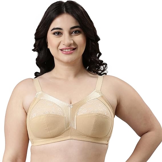 Enamor Innovations Fabcool M-Frame Side Shaper Panel Cotton Everyday Bra – Non-Padded, Wirefree, Full Coverage A014